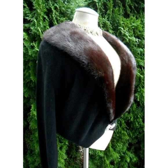 VINTAGE BLACK Fancy Fur jacket by Hadley Sze S - Picture 4 of 15